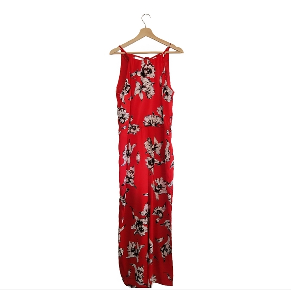 RIVER ISLAND Scarlet Floral Haulter Maxi Dress Tie-back Wedding Guest Size UK 12 - Picture 2 of 10